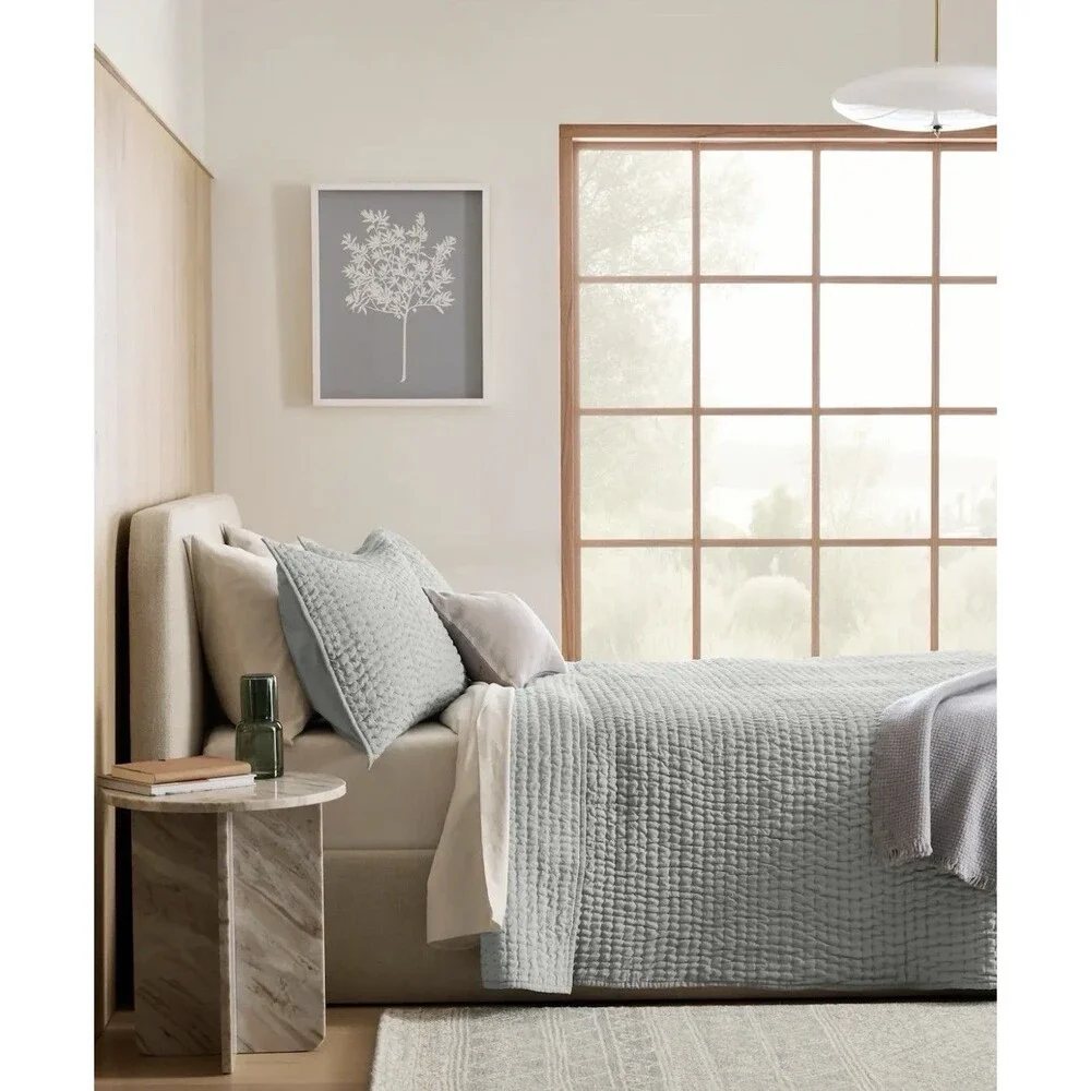 Quince European Linen Cotton Stitch Quilt Set King Mist NEW Rare OOS